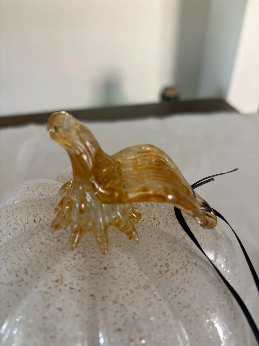 Handblown Glass White with Gold colored Pumpkin